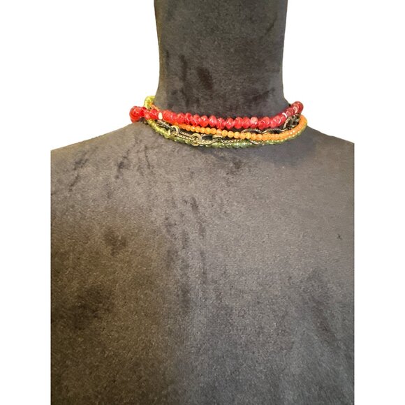 💖Multicolored Bead & Metal Chain Choker Necklace - Picture 2 of 4